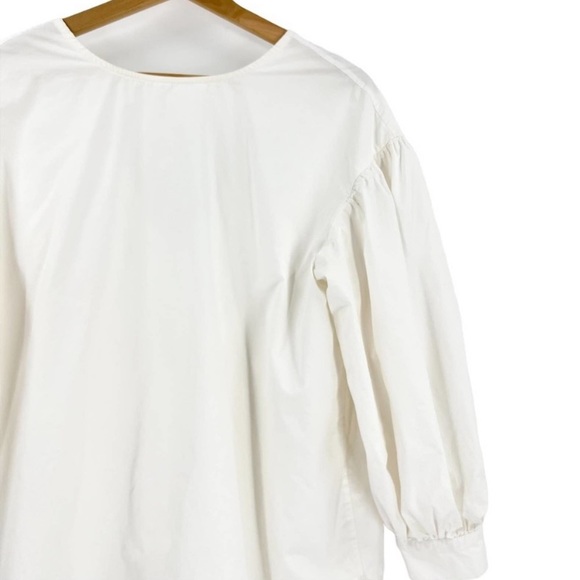 Mijeong Park White Puff Long Sleeve Reversible V-Back Small 100% Cotton - Picture 5 of 8